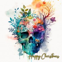 Watercolour Art Gothic Fantasy Skull Christmas Card (Design 3)