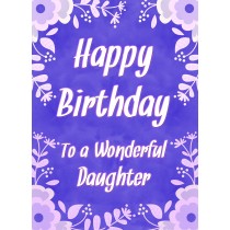 Birthday Card For Wonderful Daughter (Purple Border)