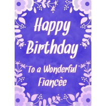 Birthday Card For Wonderful Fiancee (Purple Border)