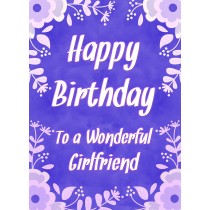 Birthday Card For Wonderful Girlfriend (Purple Border)