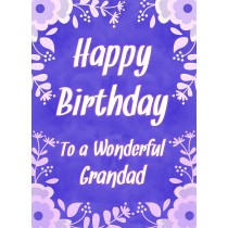 Birthday Card For Wonderful Grandad (Purple Border)