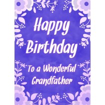 Birthday Card For Wonderful Grandfather (Purple Border)