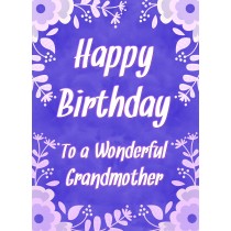 Birthday Card For Wonderful Grandmother (Purple Border)