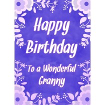 Birthday Card For Wonderful Granny (Purple Border)