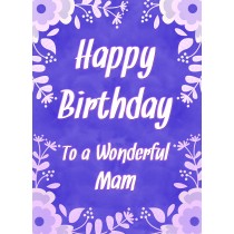 Birthday Card For Wonderful Mam (Purple Border)