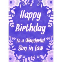 Birthday Card For Wonderful Son in Law (Purple Border)