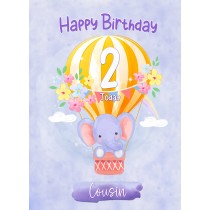 Kids 2nd Birthday Card for Cousin (Elephant)
