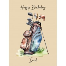Golf Watercolour Art Birthday Card for Dad