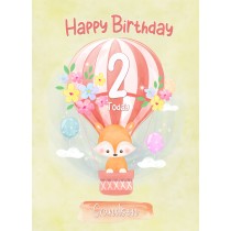 Kids 2nd Birthday Card for Grandson (Fox)