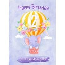 Kids 2nd Birthday Card for Great Granddaughter (Elephant)