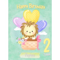 Kids 2nd Birthday Card for Nephew (Lion)