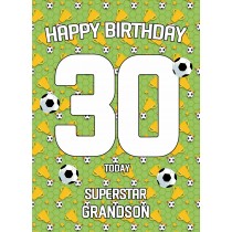 30th Birthday Football Card for Grandson