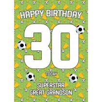30th Birthday Football Card for Great Grandson
