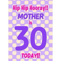 Mother 30th Birthday Card (Purple Spots)