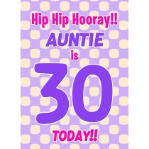 Auntie 30th Birthday Card (Purple Spots)