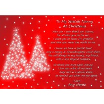 Personalised Christmas Poem Verse Greeting Card (Special Nanny, from Granddaughter)