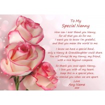 Personalised Poem Verse Greeting Card (Special Nanny, from Granddaughter)