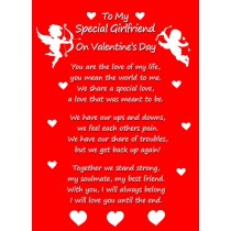 Valentines Day 'Special Girlfriend' Verse Poem Greeting Card