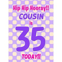 Cousin 35th Birthday Card (Purple Spots)