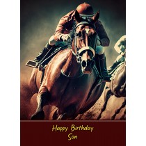 Horse Racing Birthday Card for Son
