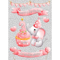 Granddaughter 3rd Birthday Card (Grey Elephant)