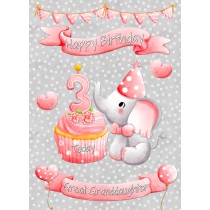 Great Granddaughter 3rd Birthday Card (Grey Elephant)
