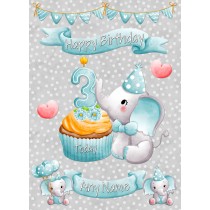 Personalised 3rd Birthday Card (Grey Elephant)