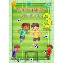 Kids 3rd Birthday Football Card for Grandson