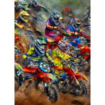 Motocross Colourful Art Blank Greeting Card
