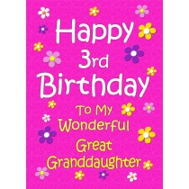 Great Granddaughter 3rd Birthday Card (Pink)