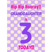 Granddaughter 3rd Birthday Card (Purple Spots)