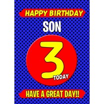 Son 3rd Birthday Card (Blue)