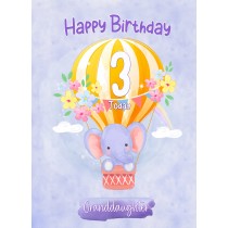 Kids 3rd Birthday Card for Granddaughter (Elephant)