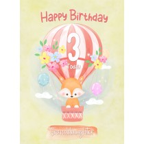 Kids 3rd Birthday Card for Granddaughter (Fox)