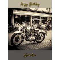 Classic Vintage Motorbike Birthday Card for Grandson