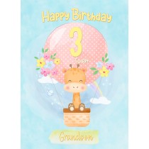 Kids 3rd Birthday Card for Grandson (Giraffe)