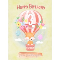 Kids 3rd Birthday Card for Great Granddaughter (Fox)