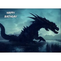 Fantasy Dragon Birthday Card (Lake)