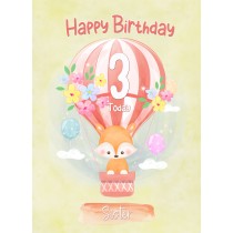 Kids 3rd Birthday Card for Sister (Fox)