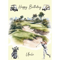 Golf Watercolour Art Birthday Card for Uncle