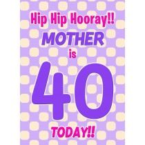 Mother 40th Birthday Card (Purple Spots)