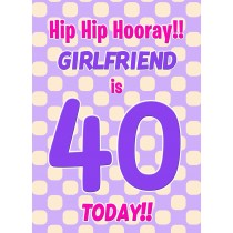 Girlfriend 40th Birthday Card (Purple Spots)