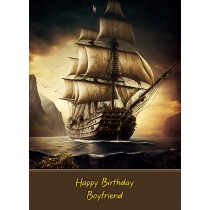 Pirate Ship Birthday Card for Boyfriend