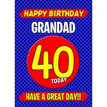 Grandad 40th Birthday Card (Blue)