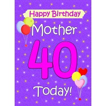 Mother 40th Birthday Card (Lilac)