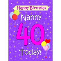Nanny 40th Birthday Card (Lilac)