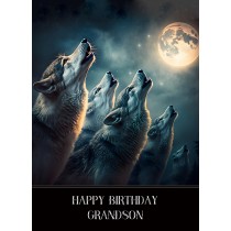 Wolf Fantasy Birthday Card for Grandson