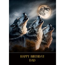 Wolf Fantasy Birthday Card for Dad
