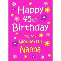 Nanna 45th Birthday Card (Pink)