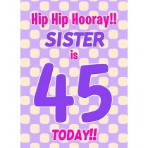 Sister 45th Birthday Card (Purple Spots)